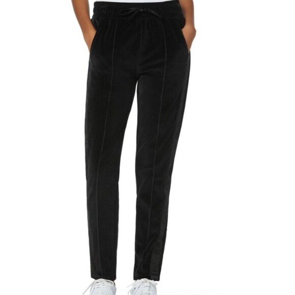 Joe's Jeans black Lissa tuxedo stripe velvet voulour pull on pants size large - Picture 1 of 9